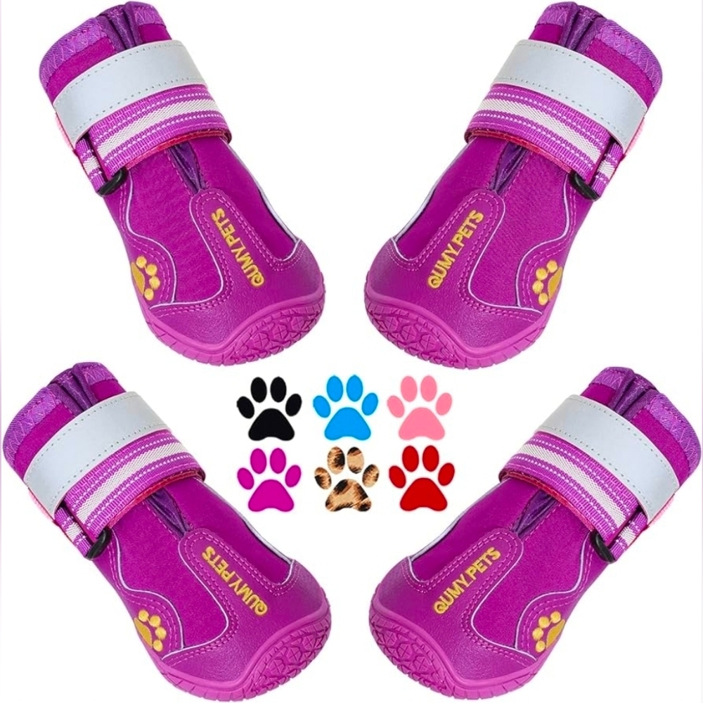 Qumy Pets Brand New Purple Reflective Performance Dog Shoes Size 7 (63-75lbs)